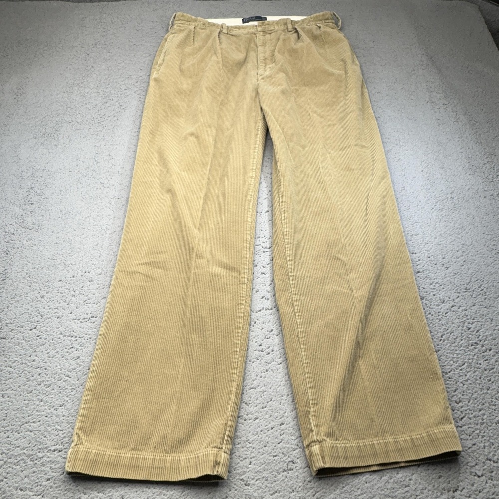 Polo Ralph Lauren Pants Mens 35x32 Corduroy Pleated Straight Classic Tag‎ 38x32